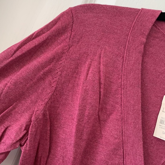 NWT LOFT V-Neck Button Front Long Sleeves Fuchsia Knit Cardigan Sweater Size SP - Picture 5 of 16